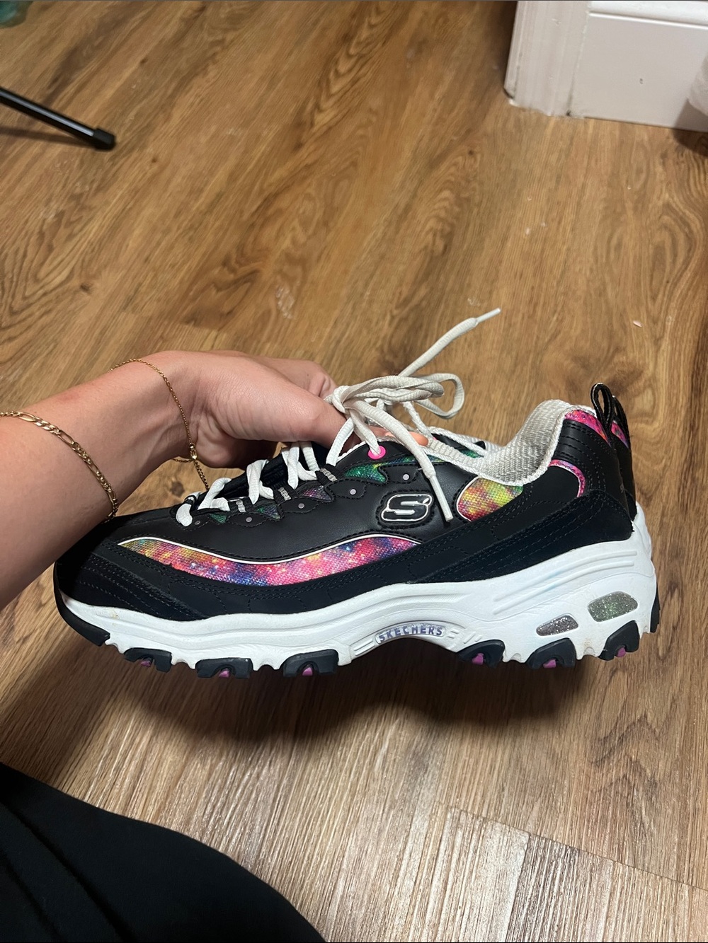 Skechers Women's Black Rainbow Accent Platform Sneaker